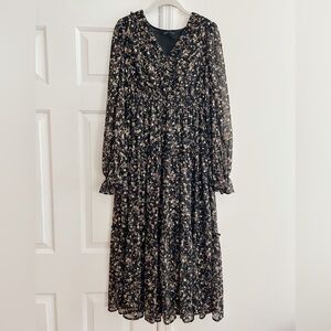 NWOT Black & Gold Maxi Dress size Medium